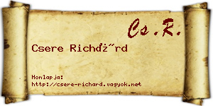 Csere Richárd névjegykártya